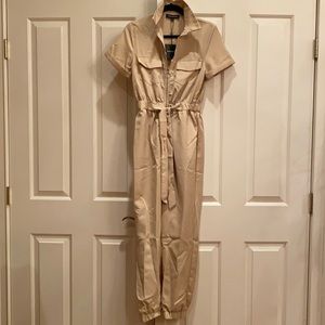 NWT! Zip Front Short Sleeve Utility Jumpsuit